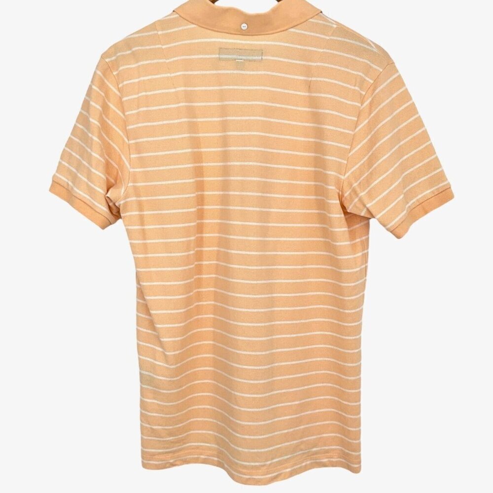 Rag & Bone Size M Polo Shirt Orange Striped Short Sleeve Collared Cotton Blend - Picture 4 of 9